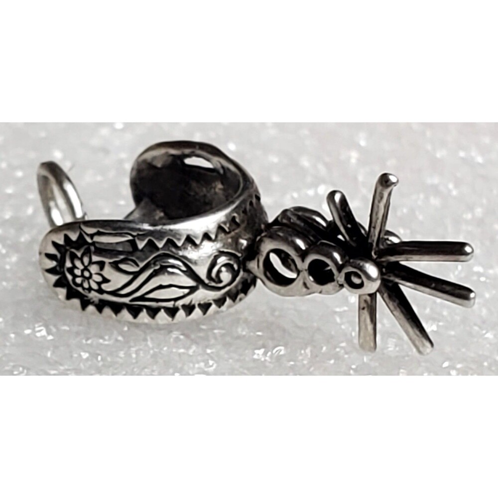 RARE VTG Nuvo Sterling Silver Western Spur Charm Spinner Signed Movable Boho Fun